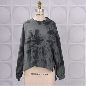 Free People Crew Neck Sweater | Tie Dye | Black & Grey|Sz XS & M | Asymmetrical